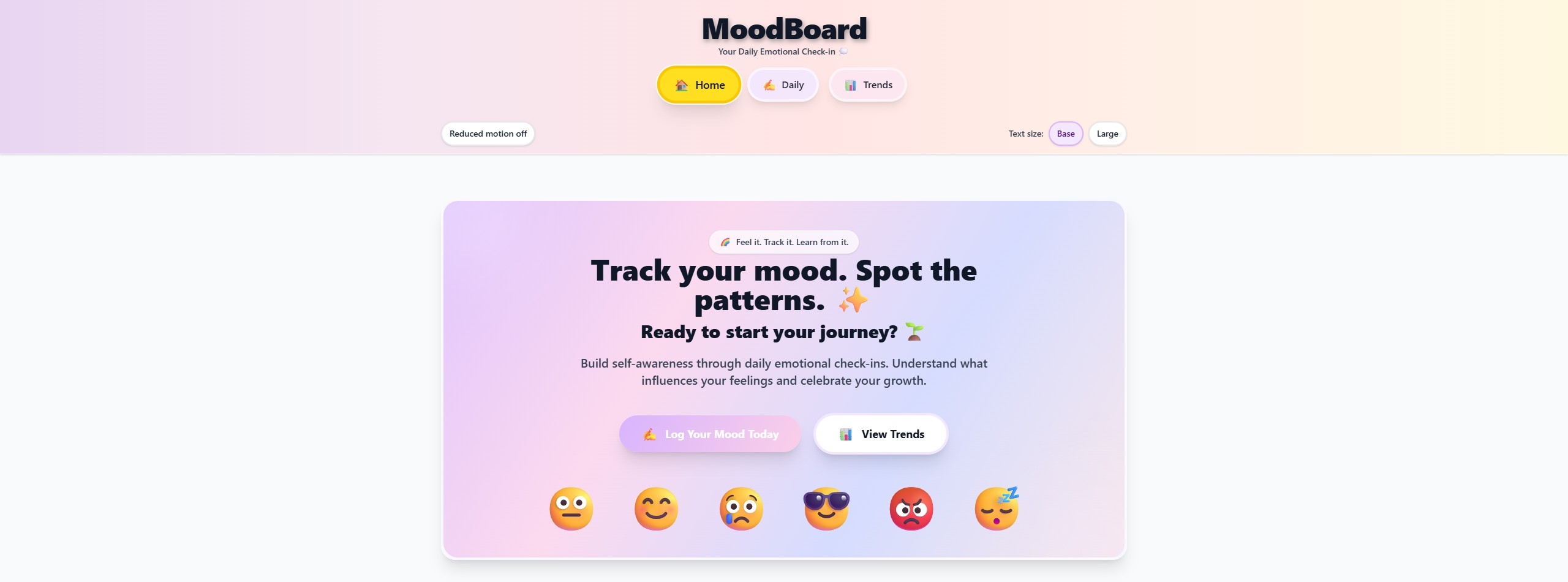 MoodBoard project screenshot showing the application interface