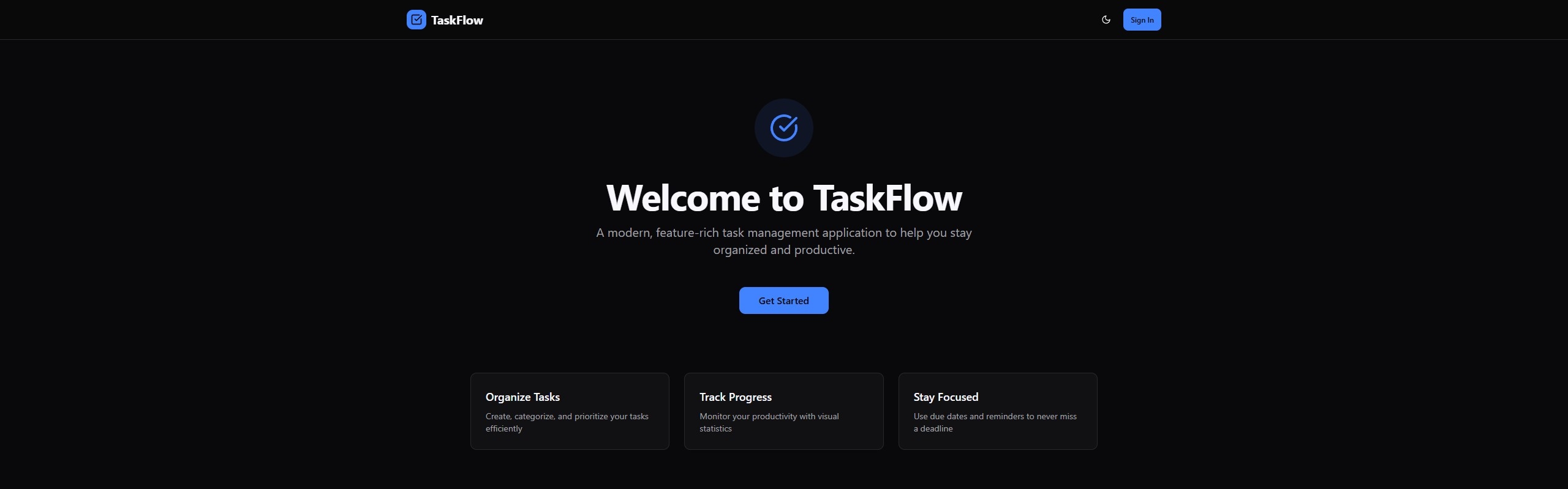 TaskFlow project screenshot showing the application interface